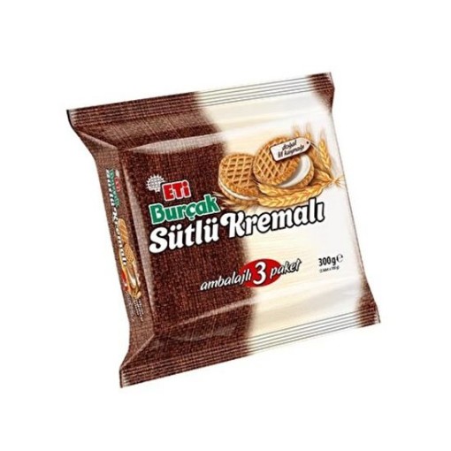 ETİ BURÇAK 3'LÜ PK SÜTLÜ KREMALI 300 GR. ürün görseli