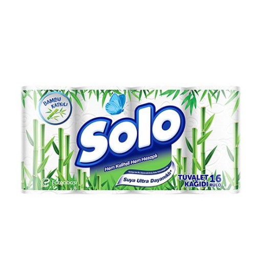 SOLO TUVALET KAĞIDI 16 RULO BAMBU KATKILI. ürün görseli
