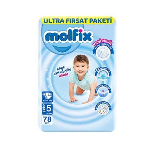 MOLFİX BEBEK BEZİ ULTRA FIRSAT PAKETİ (5 NO) 78 Lİ. ürün görseli