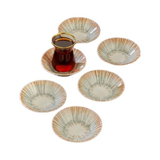 COOKER PORSELEN DESENLİ 6LI ÇAY TABAK. ürün görseli